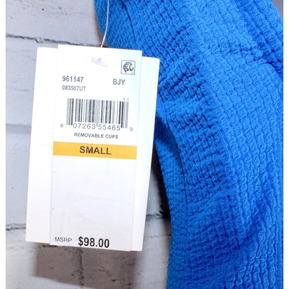 BECCA Pucker Up Tear Drop One Piece Swimsuit Blue Jay Size Small NWT $98 - Picture 10 of 10